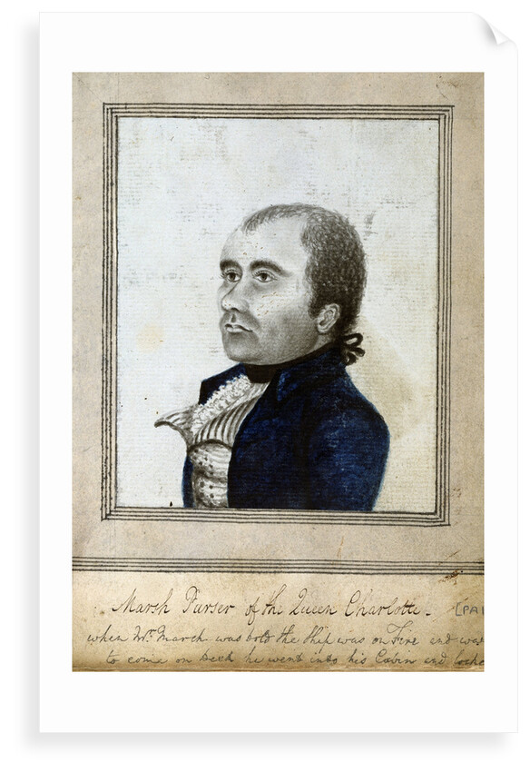 Sketched portrait of Marsh, purser of the 'Queen Charlotte' by unknown