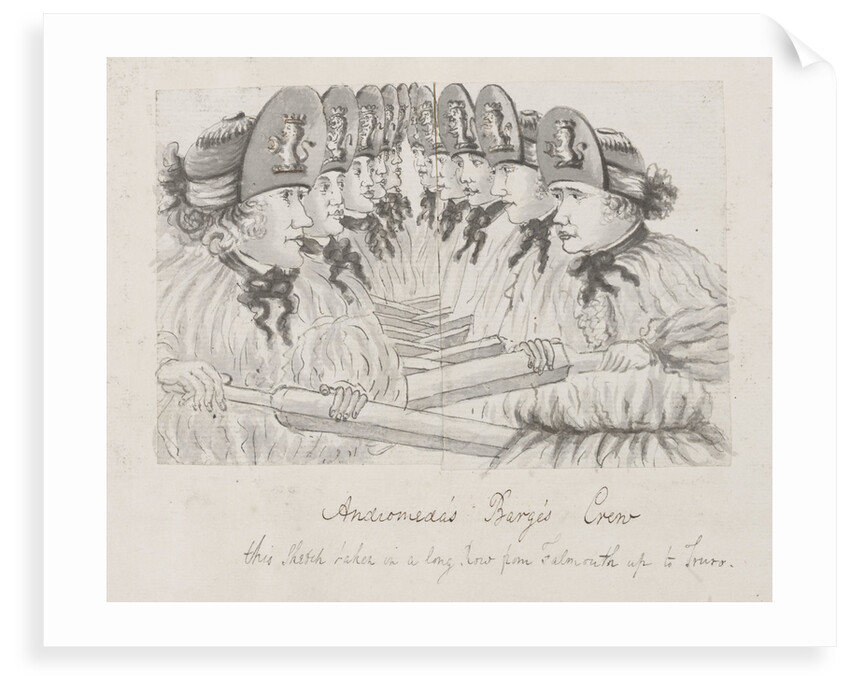 Sketch of 'Andromeda's' barge's crew by unknown