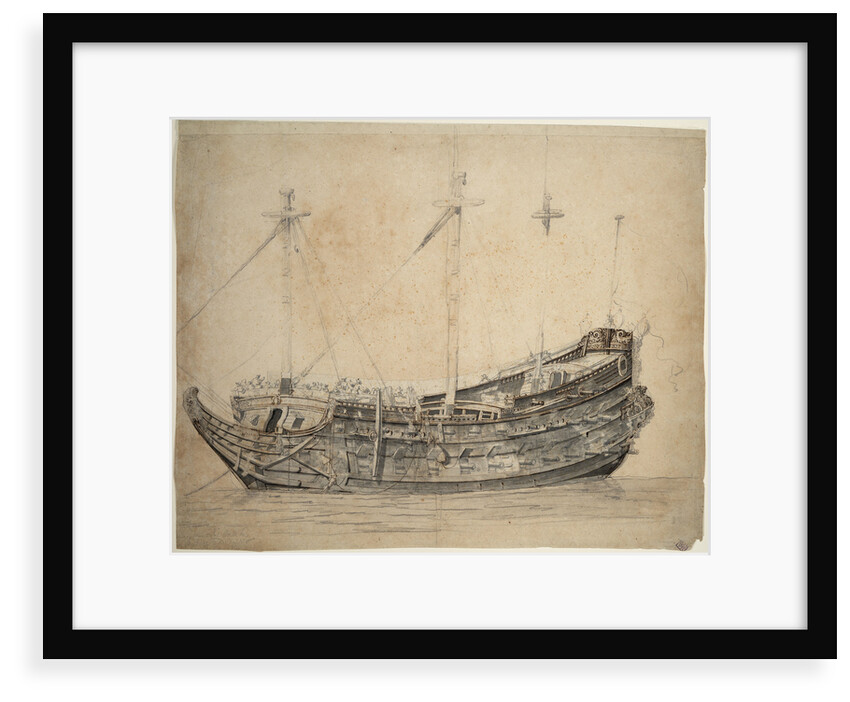 Portrait of the 'Vrijheid', 50-gun ship of the Amsterdam Admiralty, built in 1651 and blown up in action in 1676 by Willem van de Velde the Elder