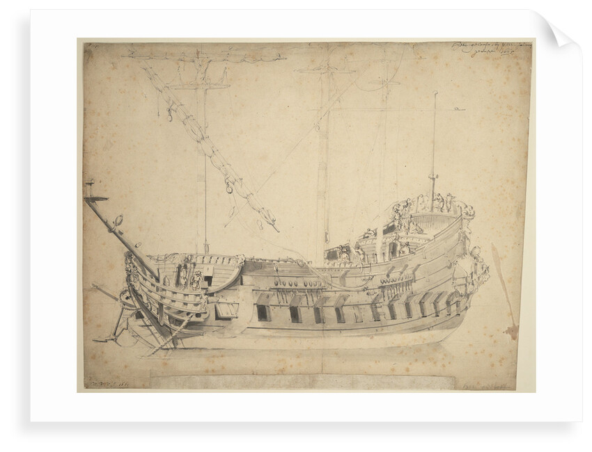 Portrait of the 'Geloof', built in 1661 and last mentioned in 1674 by Willem Van de Velde the Younger