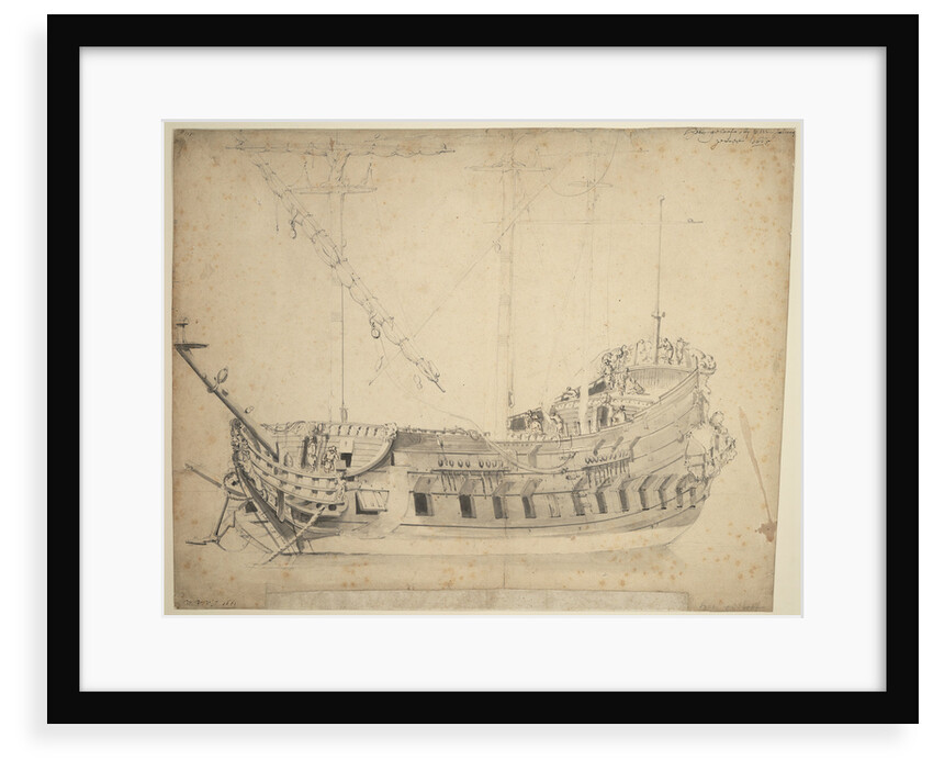 Portrait of the 'Geloof', built in 1661 and last mentioned in 1674 by Willem Van de Velde the Younger