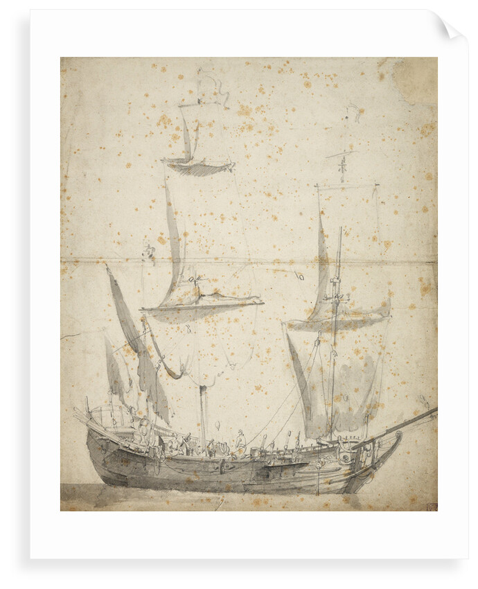 Portrait of a small Dutch merchant ship by Willem van de Velde the Elder
