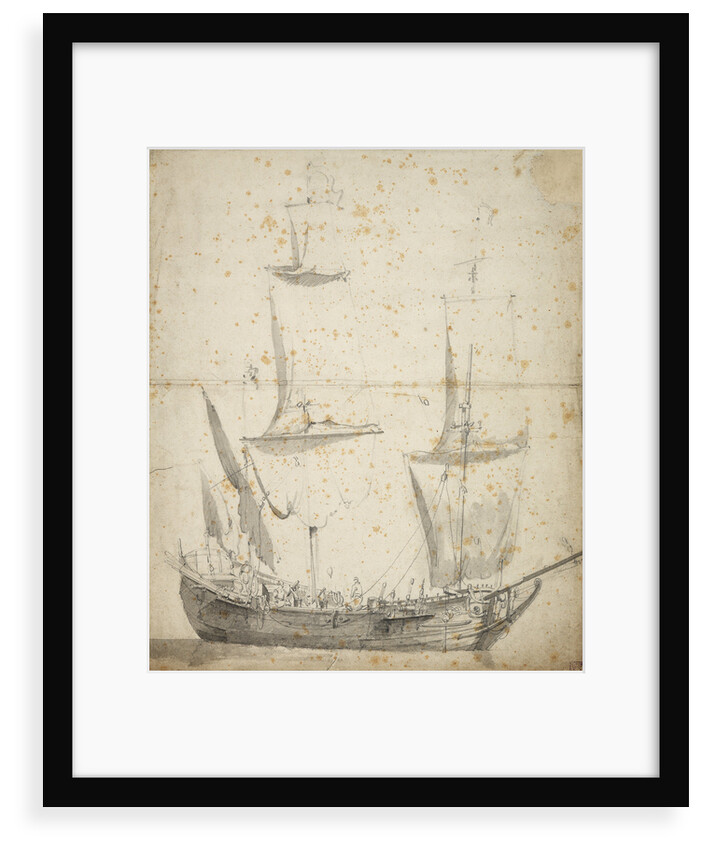 Portrait of a small Dutch merchant ship by Willem van de Velde the Elder