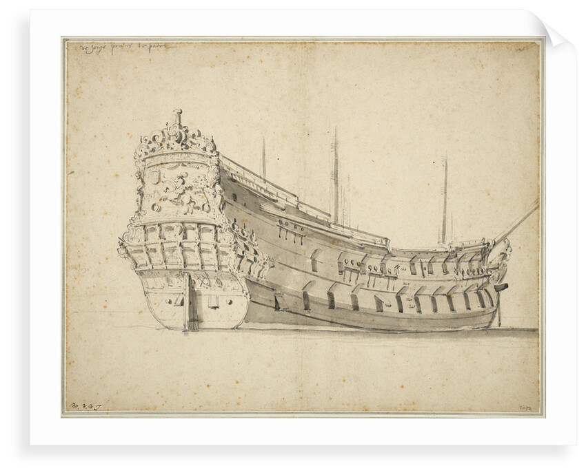 Portrait of the 'Prins te Paard' built in about 1658 and wrecked in 1683 by Willem Van de Velde the Younger