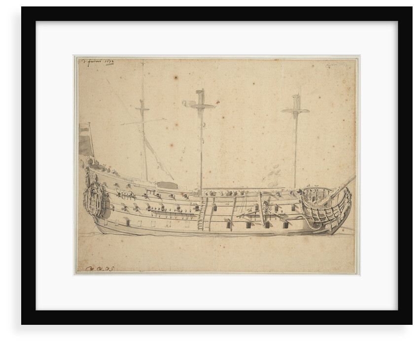 Portrait of the 'Victory', 2nd rate built 1620, 82 guns, rebuilt 1666 by Willem Van de Velde the Younger