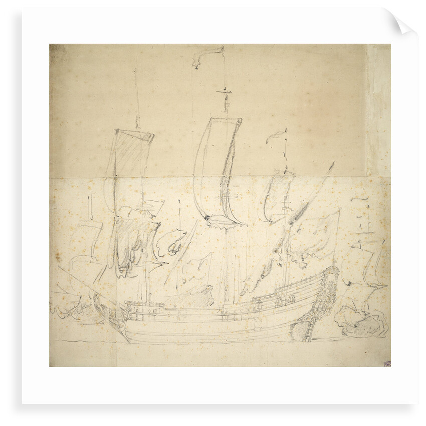 Portrait of the 'George'? Fireship bought 1672,  6 guns, sunk for foundation 1674 by Willem van de Velde the Elder