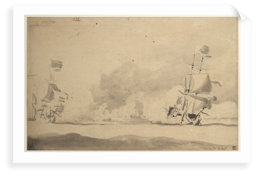 A Dutch ship in chase of an English ship, 1673 by Willem Van de Velde the Younger