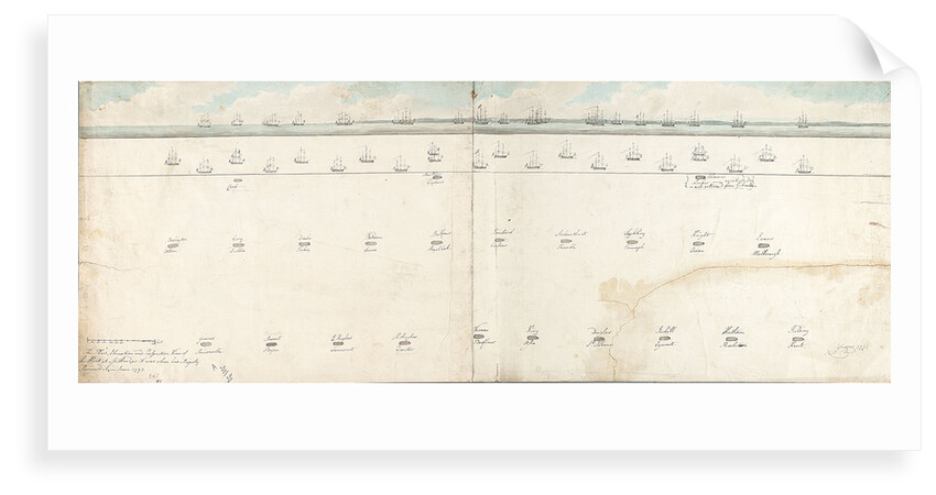 The plan, elevation and perspective view of the fleet at Spithead 1773 by Dominic Serres