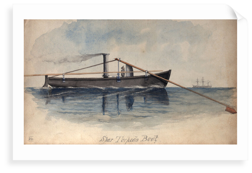Spar torpedo boat in a calm sea by H. W.