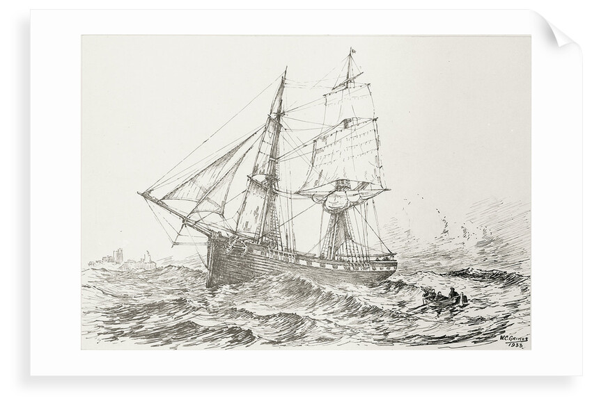 An old Tyne (Geordie) Collier brig taking her pilot off the mouth of the Tyne, 1840-1860 by W.C. Grimes