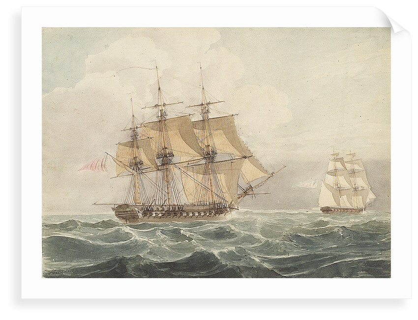 American brig chased by British frigate by William John Huggins