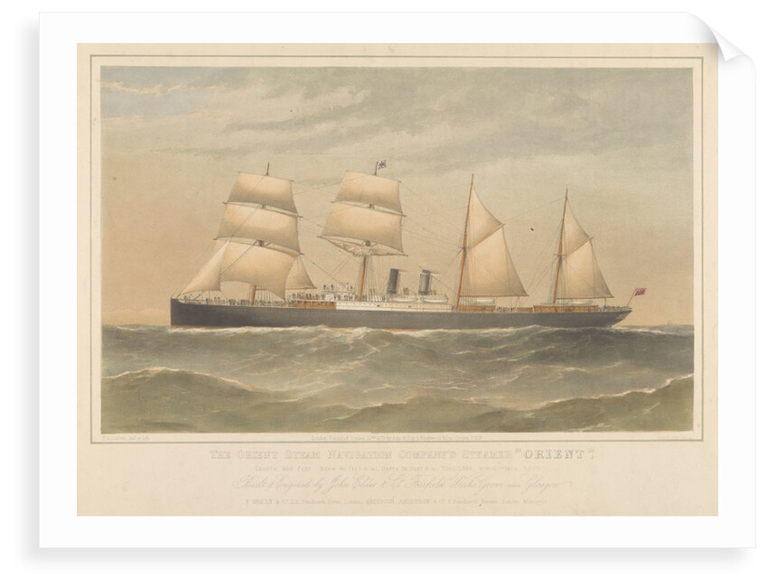Lithograph of the 'Orient' (1879) steam ship by Thomas Goldsworth Dutton