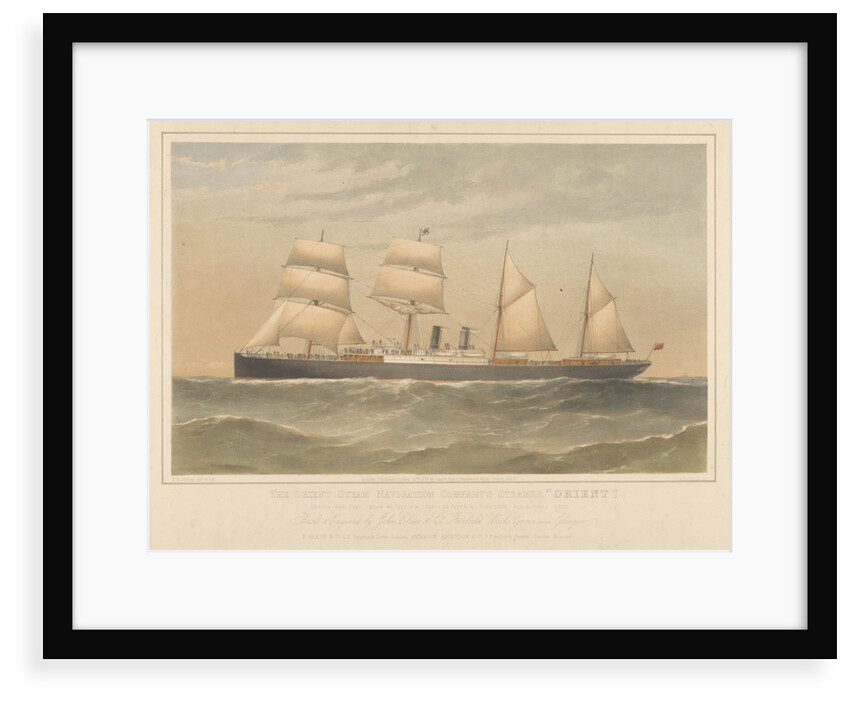 Lithograph of the 'Orient' (1879) steam ship by Thomas Goldsworth Dutton