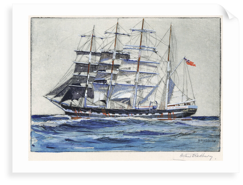 Pinmore square-rigged sailing vessel at sea by Arthur Bradbury