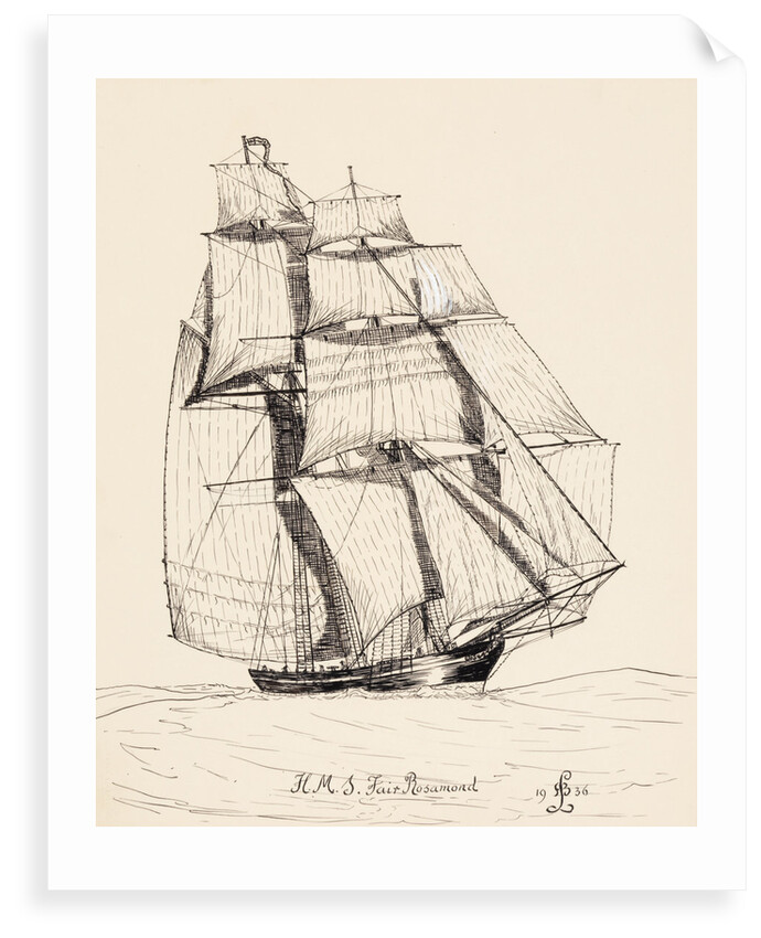 HMS 'Fair Rosamond' (ex-slaver 'Don Amigos') by Alfred Basil Lubbock