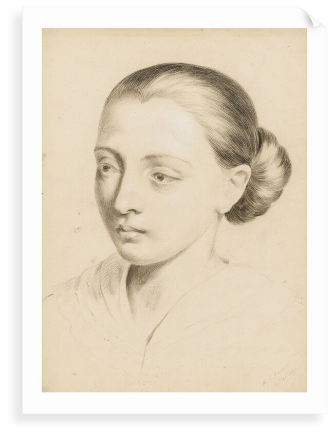 Study of the head and shoulders of a young woman with her hair swept back by Margaret Louisa Herschel