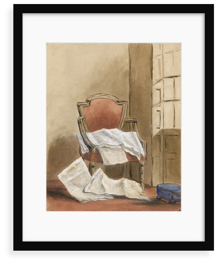 Study of an armchair with various newspapers by Margaret Louisa Herschel