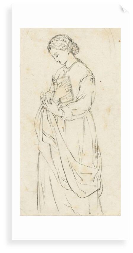 Sketch of a demure woman with a book by Matilda Rose Herschel