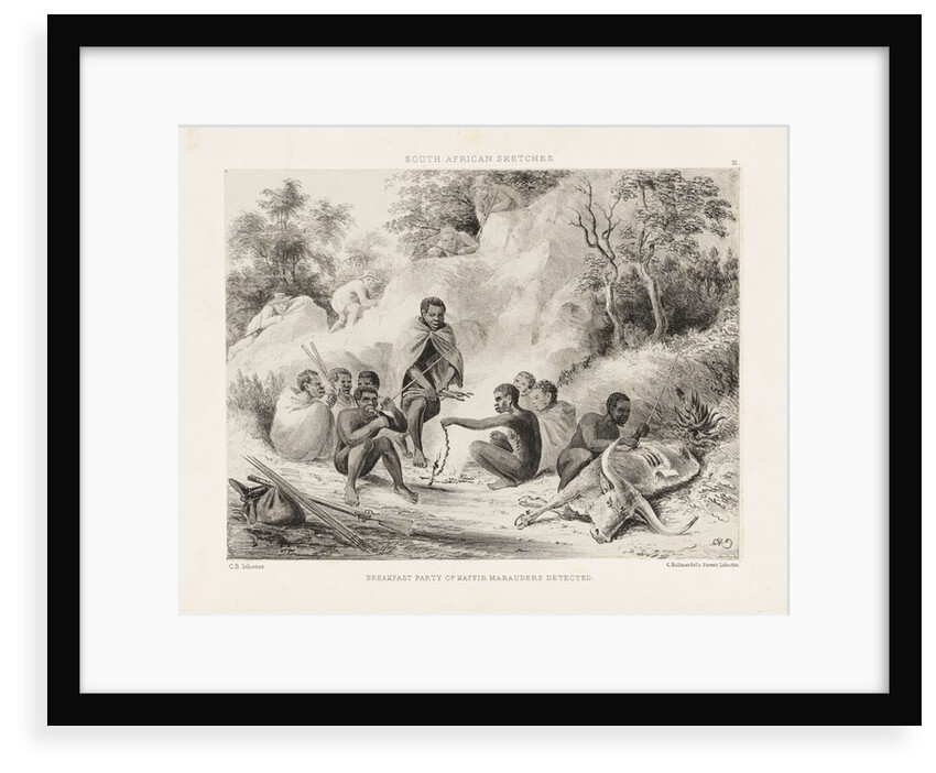 South African Sketches. Plate III. Breakfast Party of Kaffir Marauders detected by Charles Joseph Hullmandel