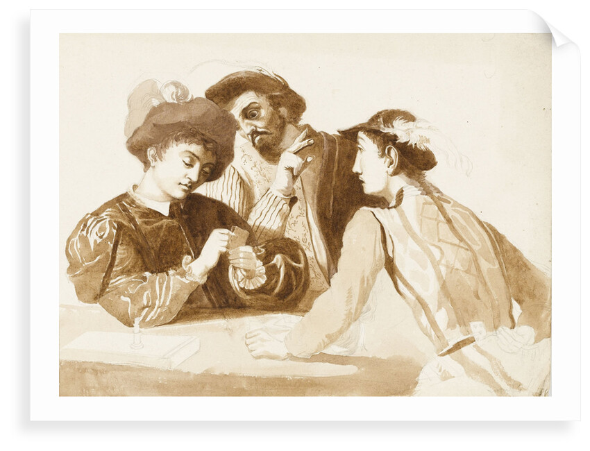 Sketch of Caravaggio's 'The Card Sharps' by unknown