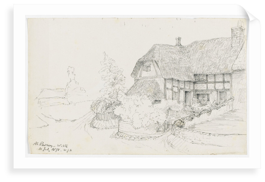 Sketch of a thatched house 'At Pewsey, Wilts, 10 July 1878' by William James Herschel