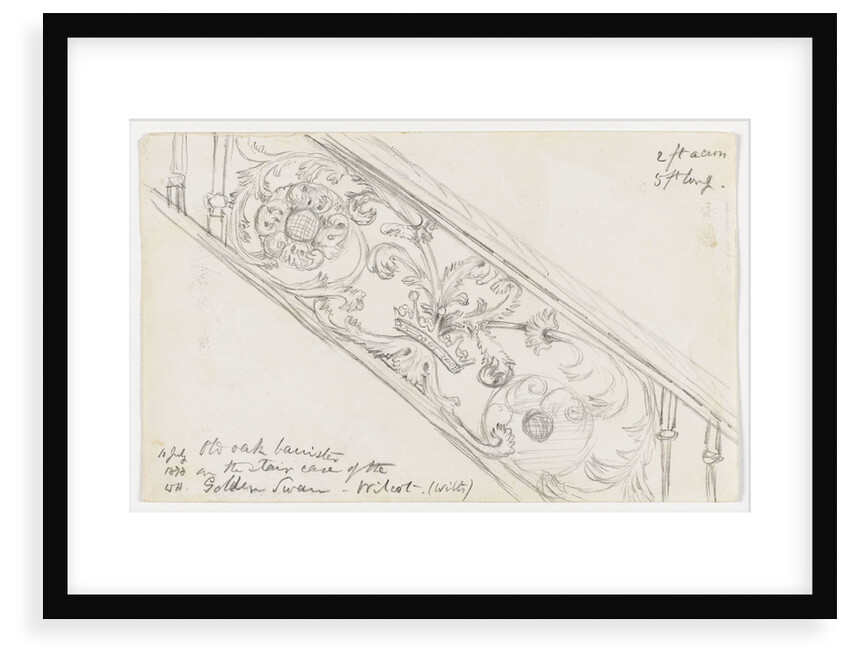 Old oak bannister on the staircase of the Golden Swan, Wilcot. (Wilts) 10 July 1878 by William James Herschel
