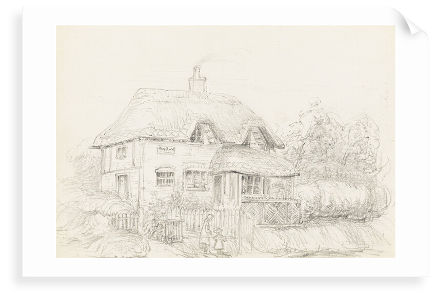 Sketch of Mary Ruddle's shop, with figures by unknown