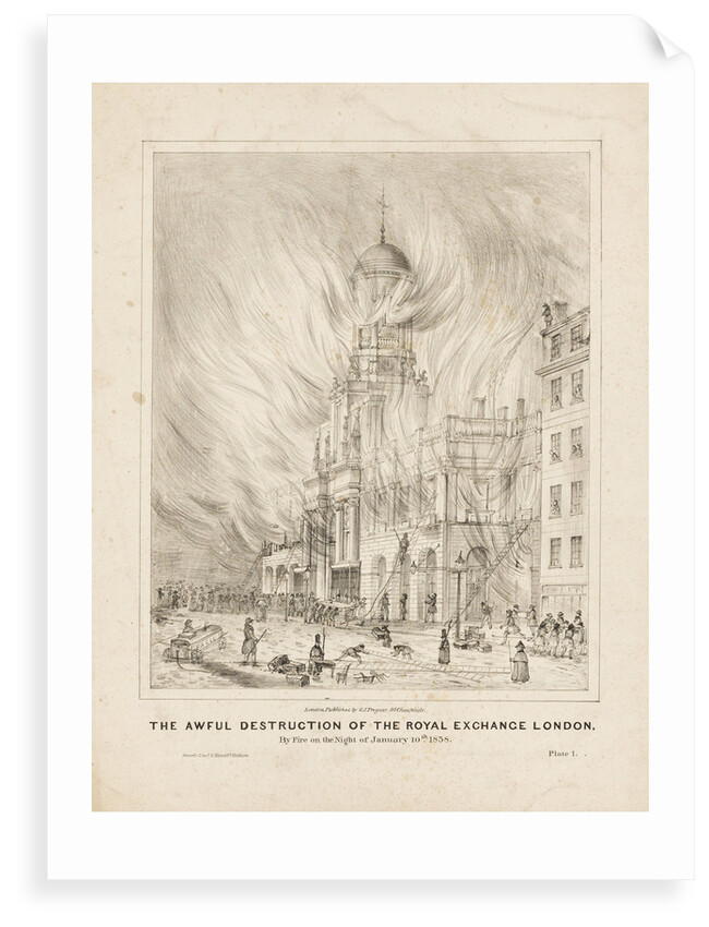 The Awful Destruction of the Royal Exchange London By Fire on the Night of January 10th 1838 by Smart
