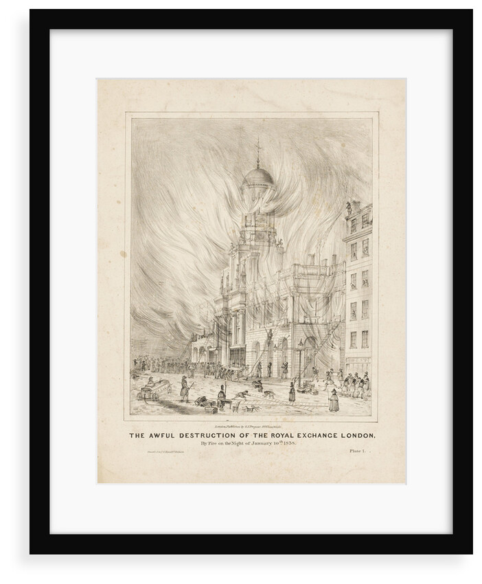 The Awful Destruction of the Royal Exchange London By Fire on the Night of January 10th 1838 by Smart
