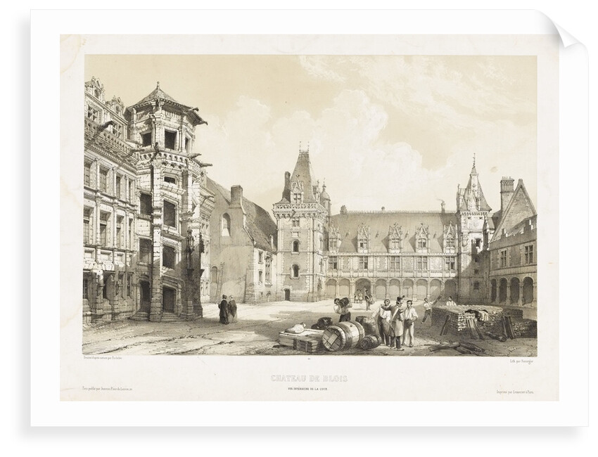 View of the central court of the Chateau de Blois by Bachelier