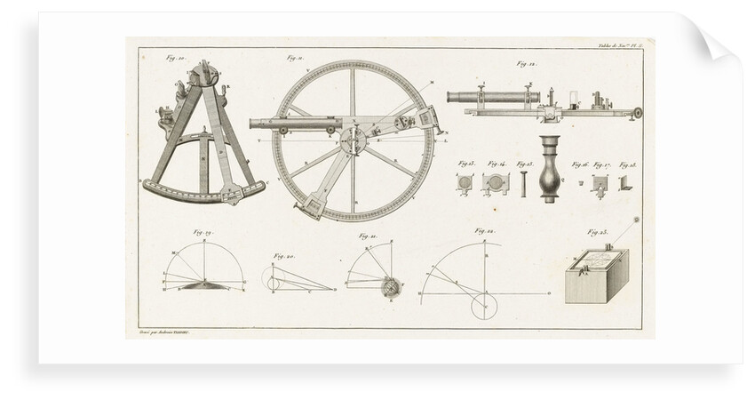 Illustrations of sextant and other navigational equipment by Ambroise Tardieu