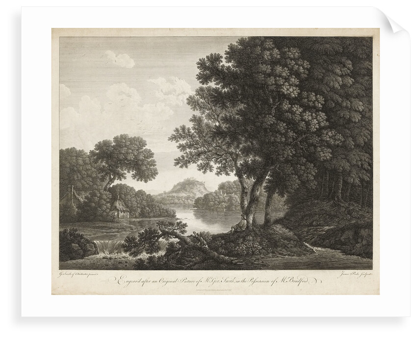 Country scene with river trees and small buildings by G. Smith