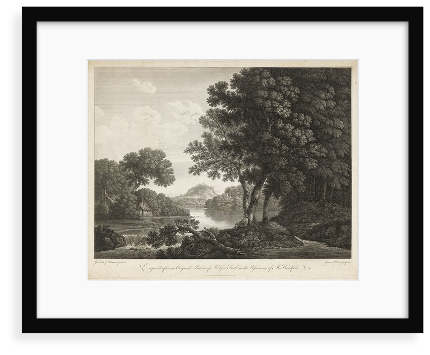 Country scene with river trees and small buildings by G. Smith