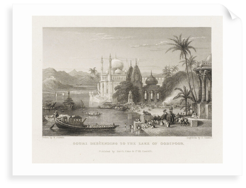 'Gouri descending to the Lake of Oodipoor', detail by William Purser