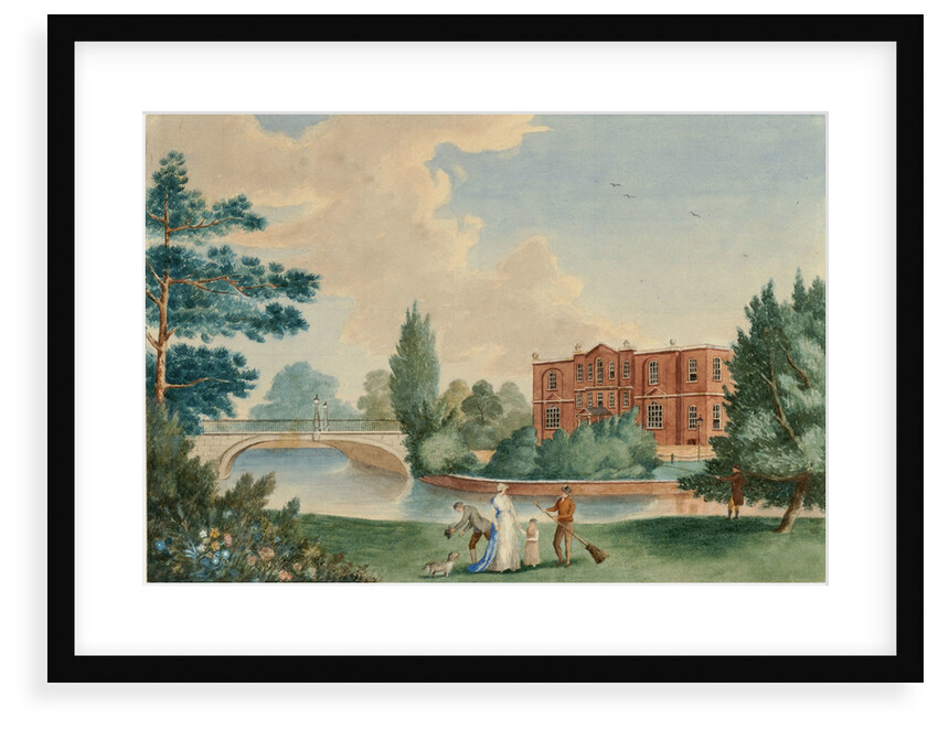 View of Merton House showing Lady Hamilton and Horatia in the grounds by unknown