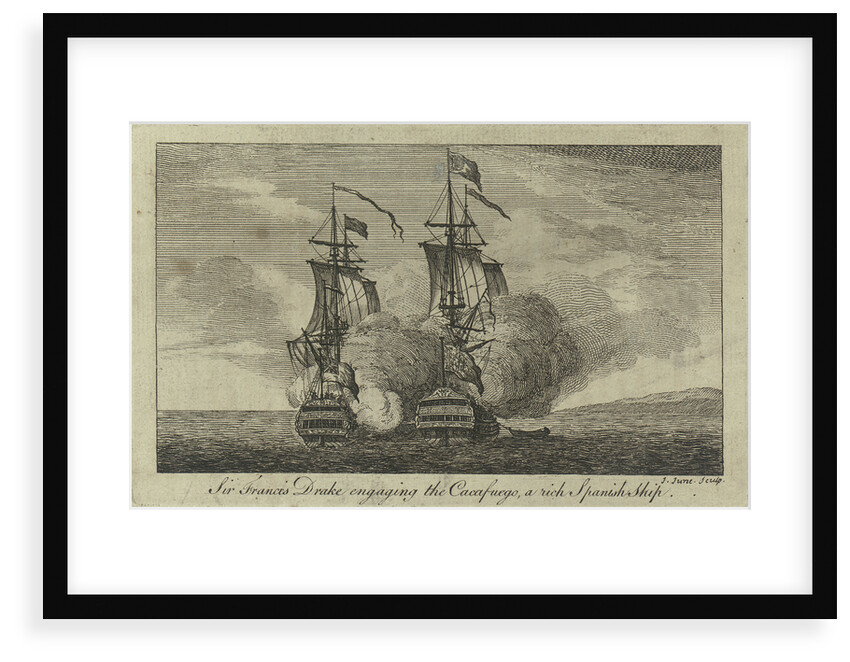 Sir Francis Drake engaging the 'Cacafuego', a rich Spanish ship by John June