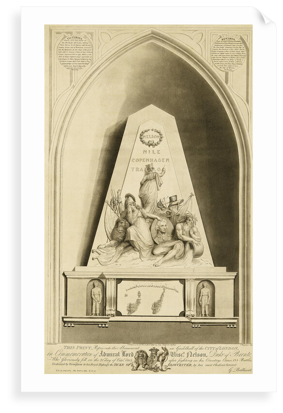 This Print represents the Monument in Guildhall of the City of London, in Commemoration of Admiral Lord Visct Nelson by George Ballisat