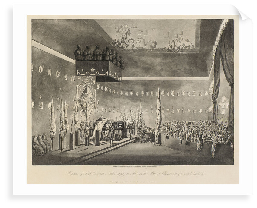 Remains of Lord Viscount Nelson laying in state in the Painted Chamber at Greenwich Hospital by Augustus Charles Pugin