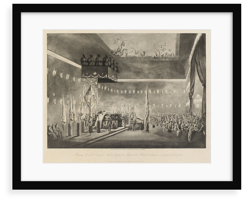 Remains of Lord Viscount Nelson laying in state in the Painted Chamber at Greenwich Hospital by Augustus Charles Pugin
