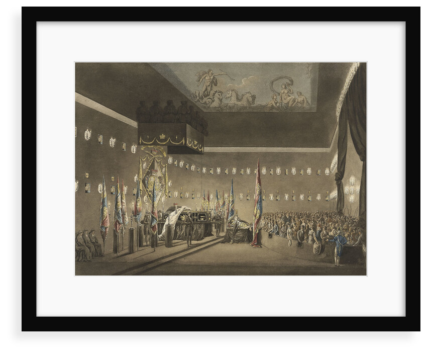 Remains of Lord Viscount Nelson laying in state in the Painted Chamber at Greenwich Hospital by Augustus Charles Pugin