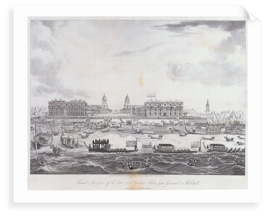 A view of Nelson's funeral procession by Augustus Charles Pugin