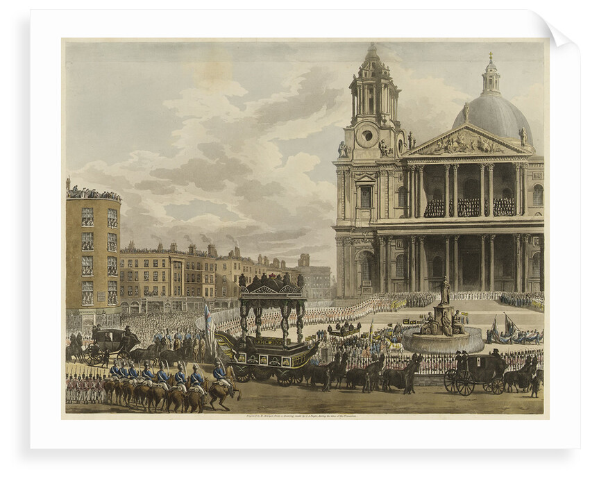 'Funeral Procession of the late Lord Viscount Nelson, from the Admiralty to St Paul's, London, 9th January 1806' by Augustus Charles Pugin [artist]; M. Merigot [engraver]; James Cundee [publisher]