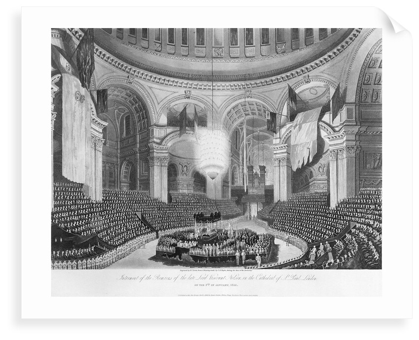 Interment of the Remains of the late Lord Viscount Nelson in the Cathedral of St Paul, London on the 9th of January 1806 by Augustus Charles Pugin
