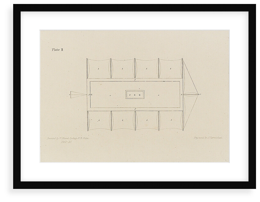 Atmotic ship. Bird's eye view of car, with studding sails set by W. Bland