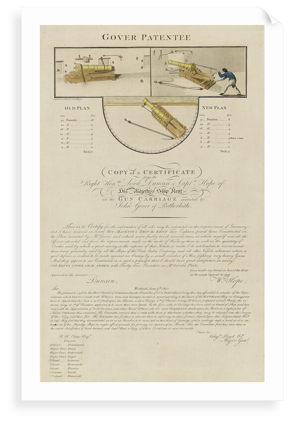 Gover Patentee... gun carriage invented by John Gover of Rotherhithe by P. Roberts