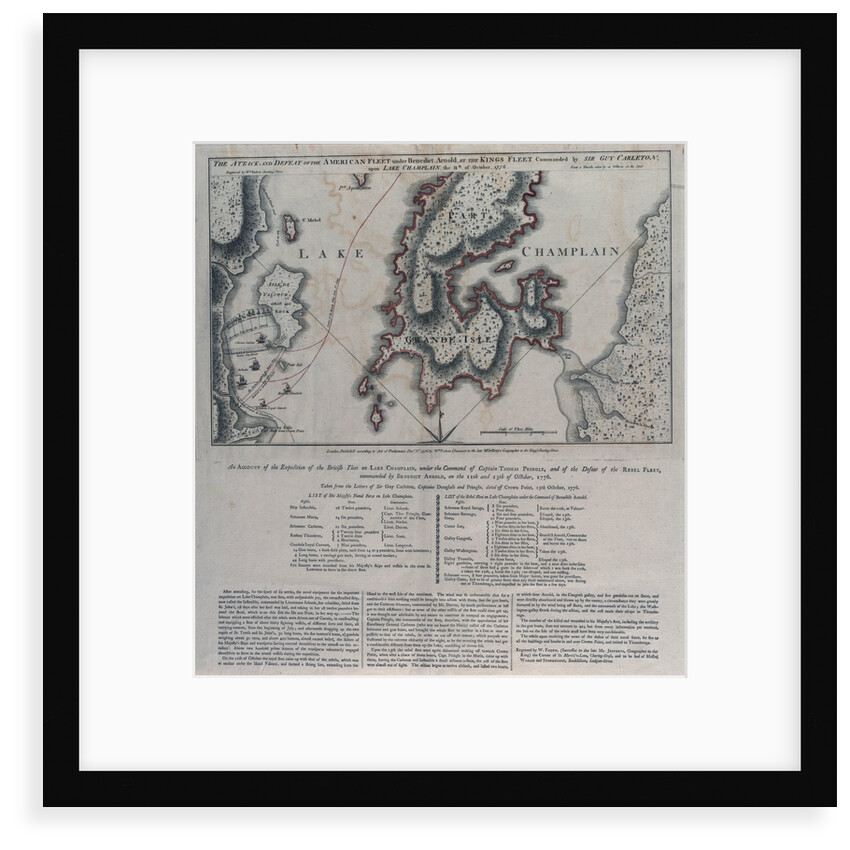 The attack and defeat of the American fleet... upon Lake Champlain, 11 October 1776 by William Faden