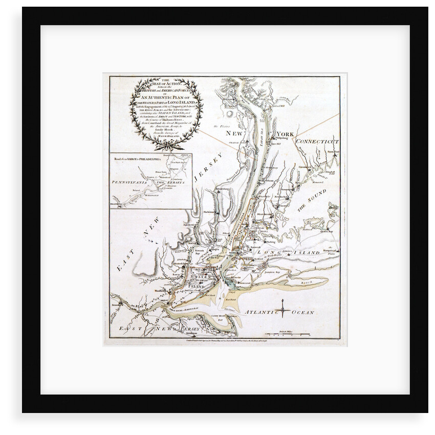 The Seat of Action between the British and American Forces or An Authentic Plan of the Western Part of Long Island with the engagement of the 27th August, 1776 by Unknown
