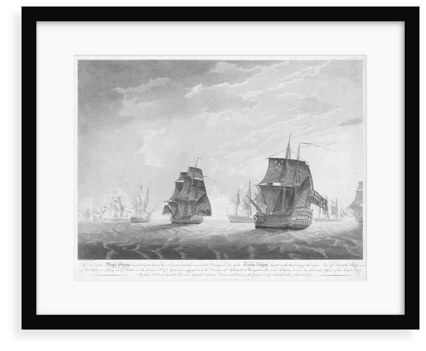 The view of the 'Prince George' disabled by the loss of her foremast, 12 April 1782 by Robert Dodd