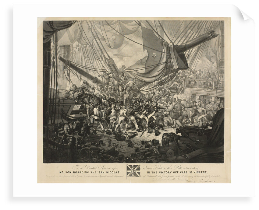 'Nelson boarding the 'San Nicolas' in the victory off Cape St Vincent, 14 February 1797 by W.R. Thomas