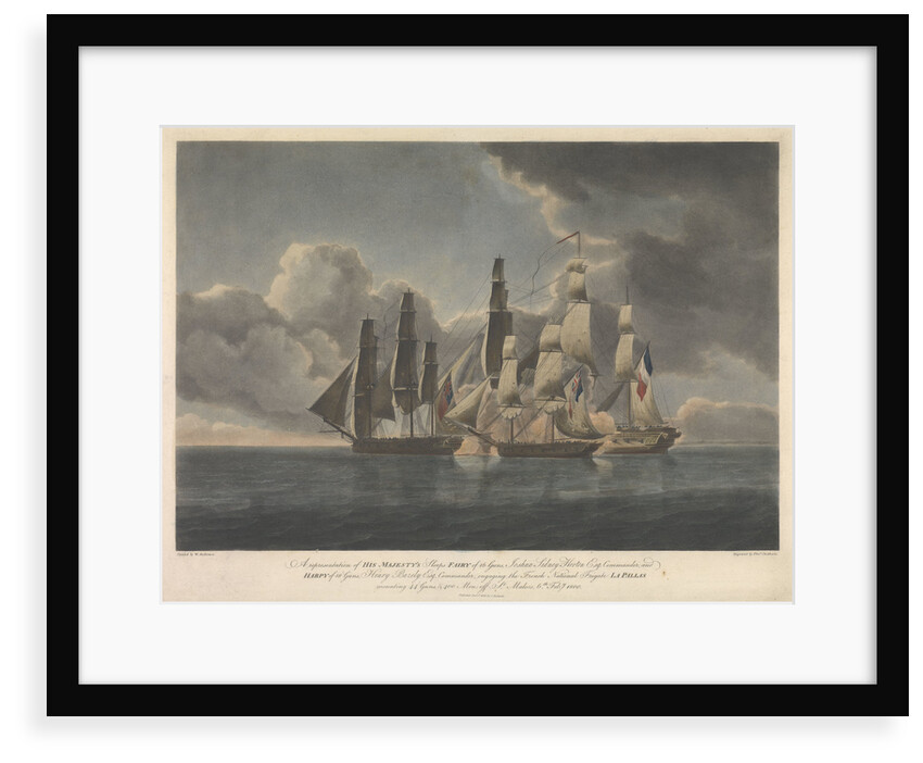 HMS 'Fairy' and 'Harpy' engaging the French frigate 'La Pallas' off St Malo, 6 February 1800 by Francis Chesham